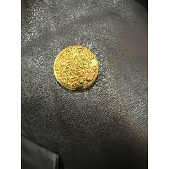 Veronica Beard Dickey Lamb Leather Blazer Jacket Cropped Black Gold Size 10 - Picture 8 of 15